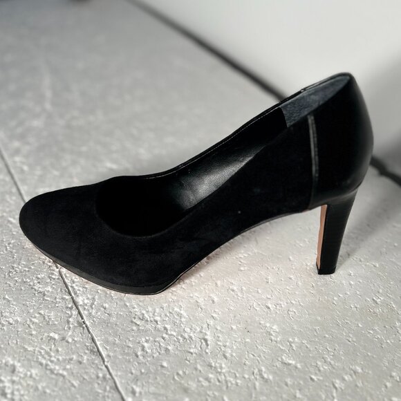 Franco Sarto SZ10 Black Suede Leather Heels Office Dressy Old Money Formal - Picture 3 of 10